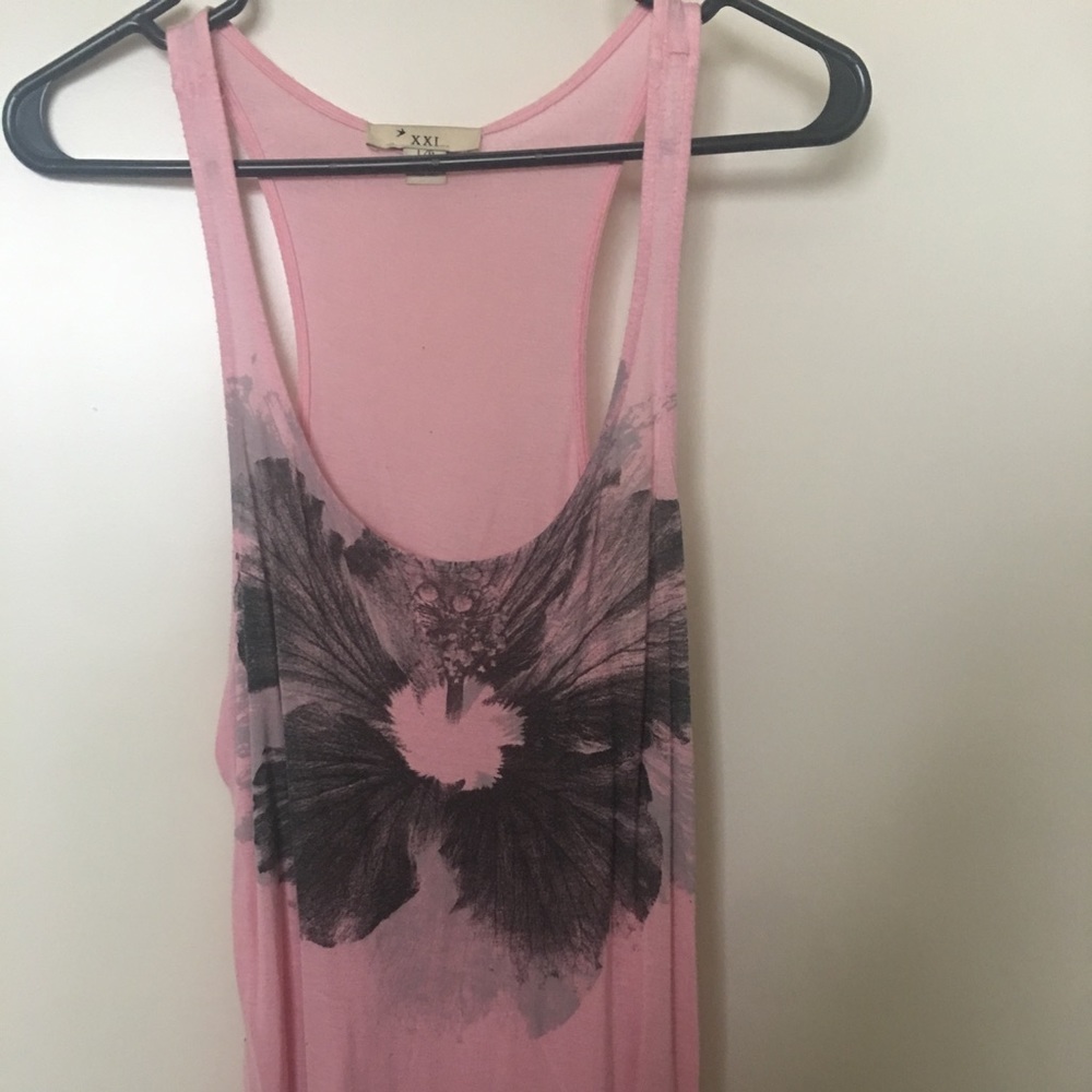 Pink tank with floral design